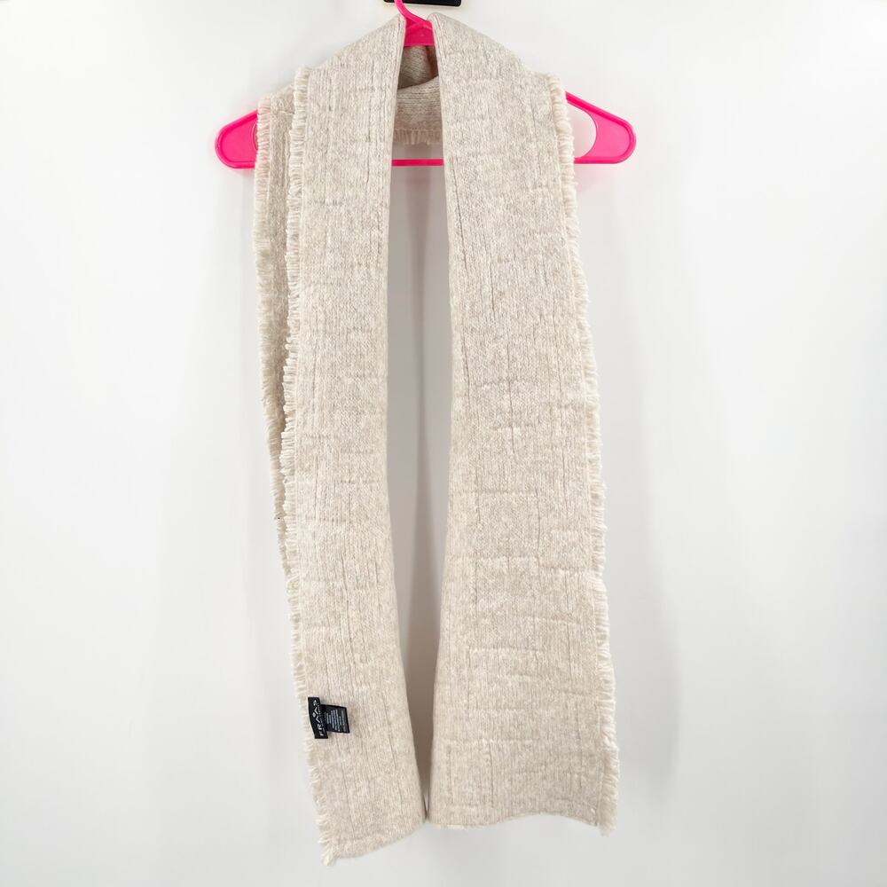 FRAAS The Scarf Company Wool Blend Fringe Oatmeal Cozy Textured Grid Winter